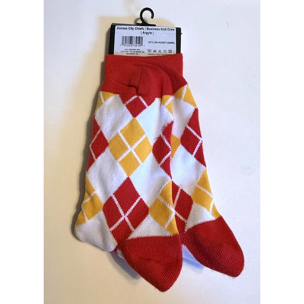 Strideline Kansas City Unisex Argyle Socks M/L Sizes M: 8-12 W: 9.5-13.5 NWT